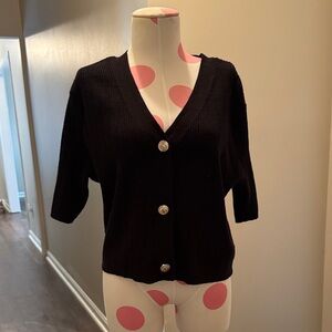 Women's Black Button-Up Sweater